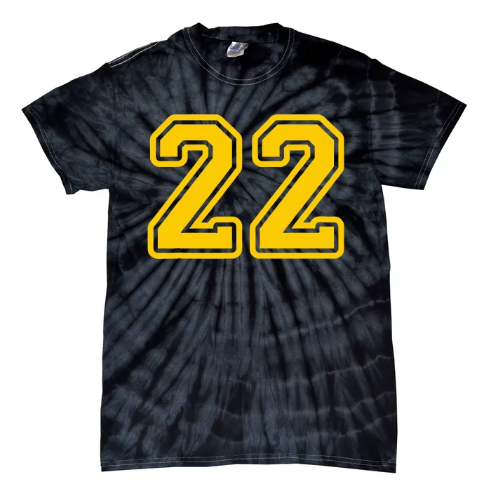 Jersey 22 Golden Yellow Sports Team Jersey Number 22 Tie-Dye T-Shirt