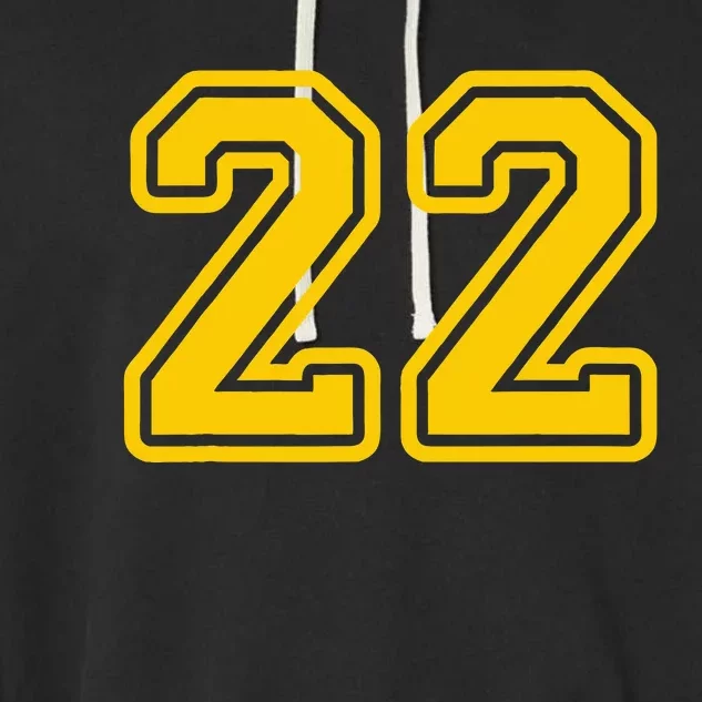 Jersey 22 Golden Yellow Sports Team Jersey Number 22 Garment-Dyed Fleece Hoodie