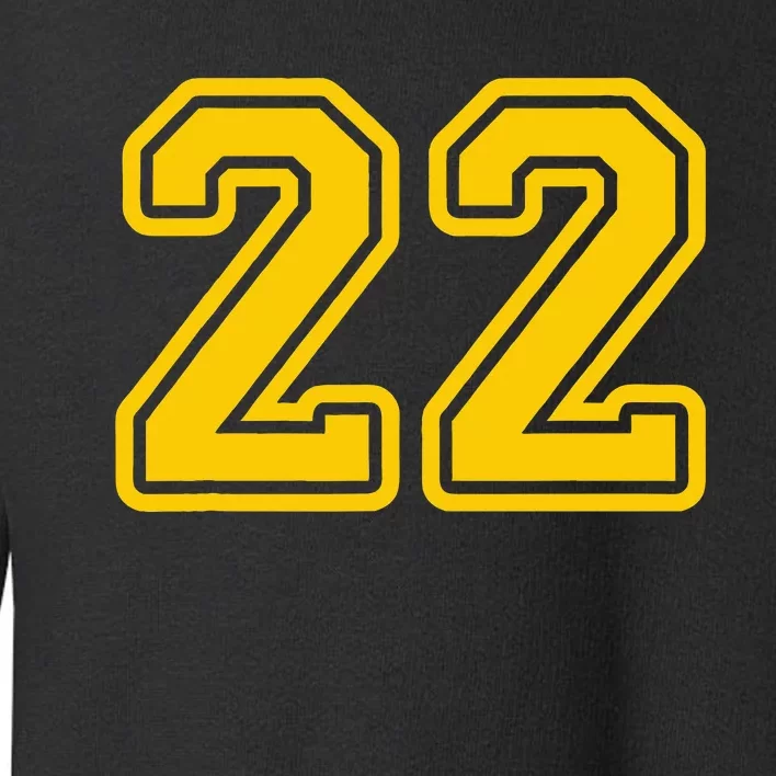 Jersey 22 Golden Yellow Sports Team Jersey Number 22 Toddler Sweatshirt