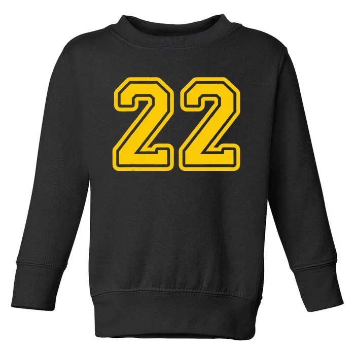 Jersey 22 Golden Yellow Sports Team Jersey Number 22 Toddler Sweatshirt