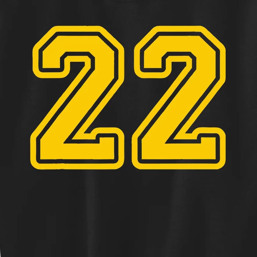 Jersey 22 Golden Yellow Sports Team Jersey Number 22 Kids Sweatshirt