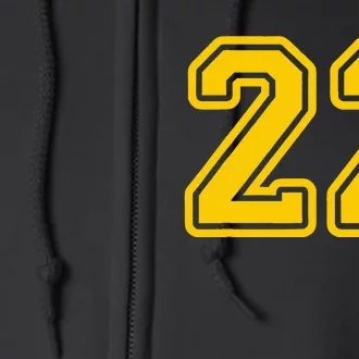 Jersey 22 Golden Yellow Sports Team Jersey Number 22 Full Zip Hoodie