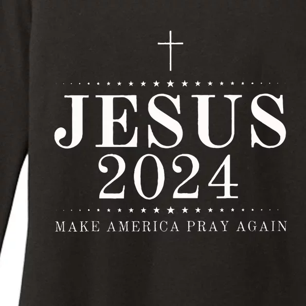 Jesus 2024 Make America Pray Believe Again Christian Flag Womens CVC Long Sleeve Shirt