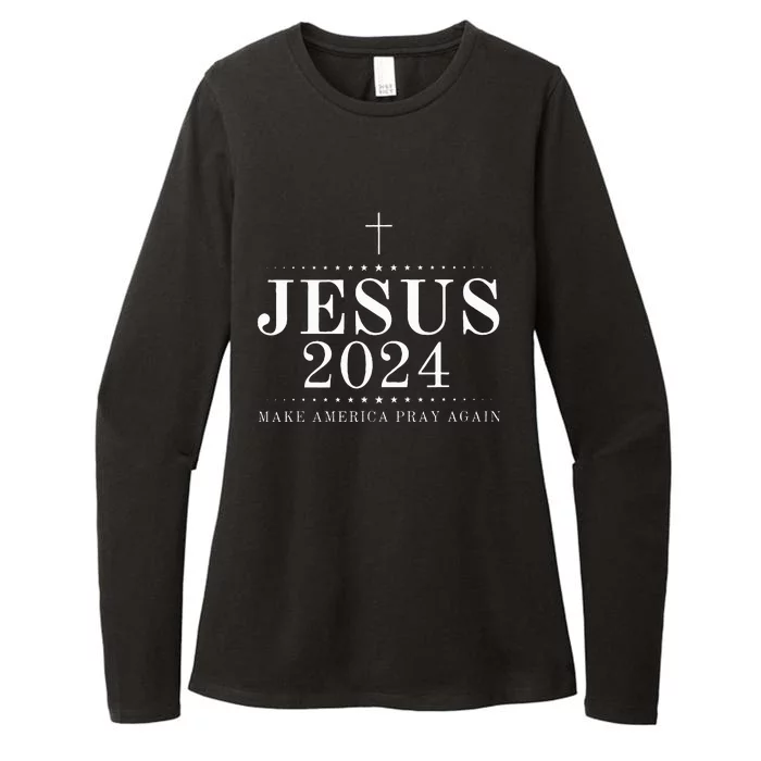 Jesus 2024 Make America Pray Believe Again Christian Flag Womens CVC Long Sleeve Shirt