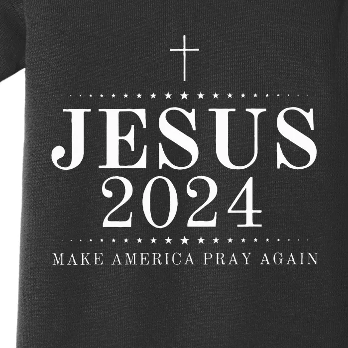 Jesus 2024 Make America Pray Believe Again Christian Flag Baby Bodysuit