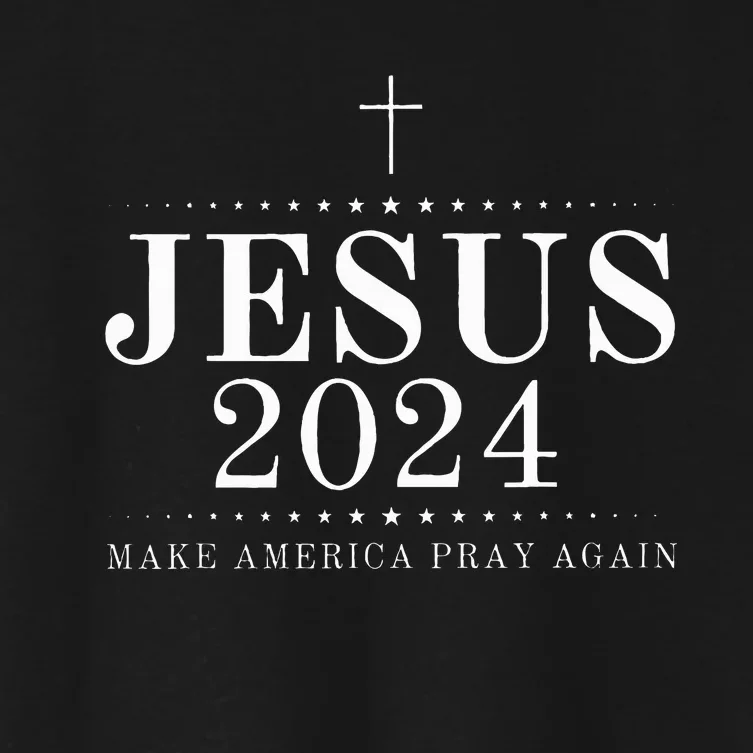 Jesus 2024 Make America Pray Believe Again Christian Flag Women's Crop Top Tee