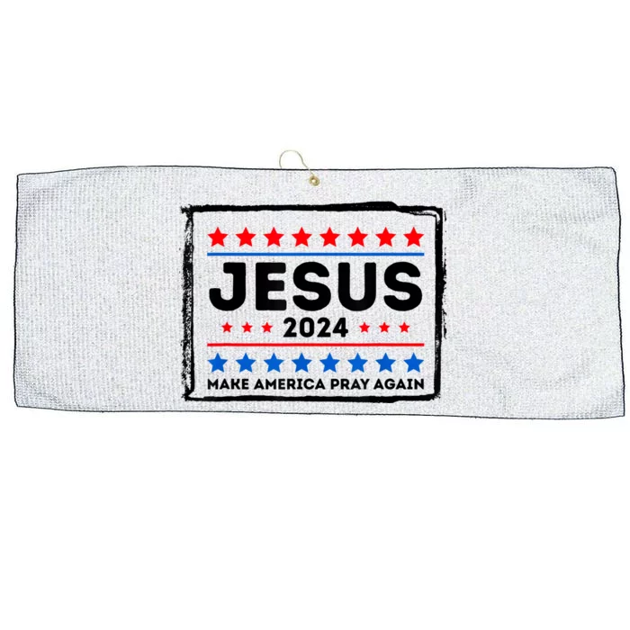 Jesus 2024 Make America Pray Again Funny Christian Large Microfiber Waffle Golf Towel