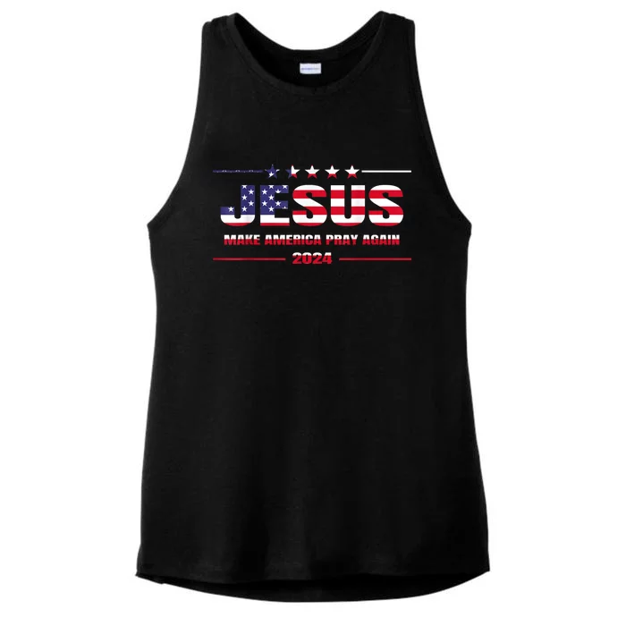 Jesus 2024 Make America Pray Again Christian Faith Lover Ladies Tri-Blend Wicking Tank