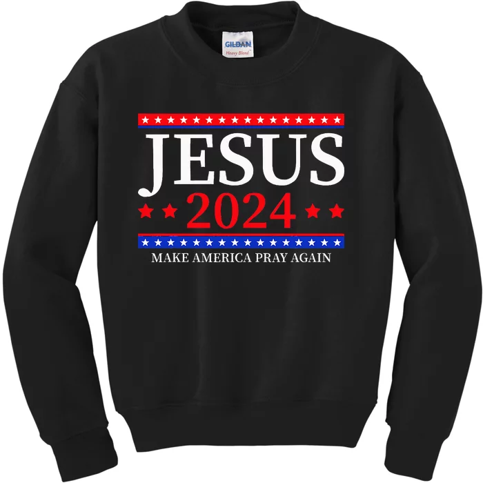 Jesus 2024 Make America Pray Again Christian Kids Sweatshirt