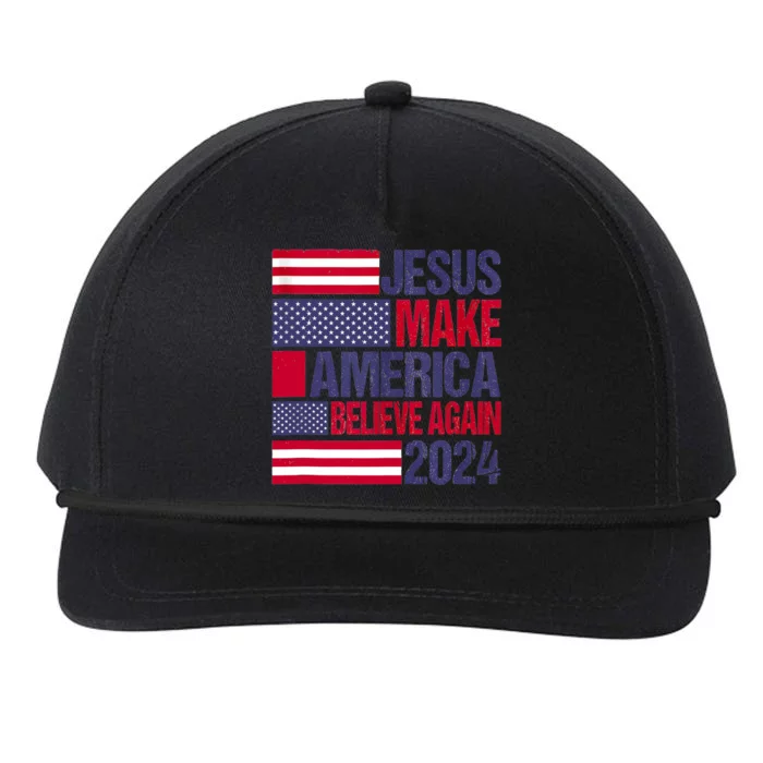 Jesus 2024 Make America Believe Again Snapback Five-Panel Rope Hat