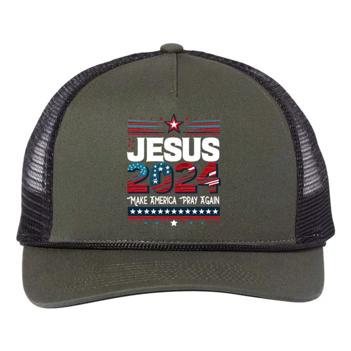 Jesus 2024 Make America Pray Again Retro Rope Trucker Hat Cap