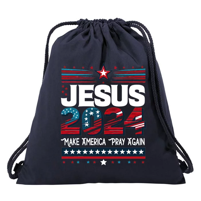 Jesus 2024 Make America Pray Again Drawstring Bag