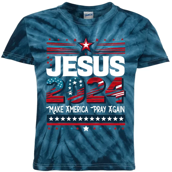 Jesus 2024 Make America Pray Again Kids Tie-Dye T-Shirt