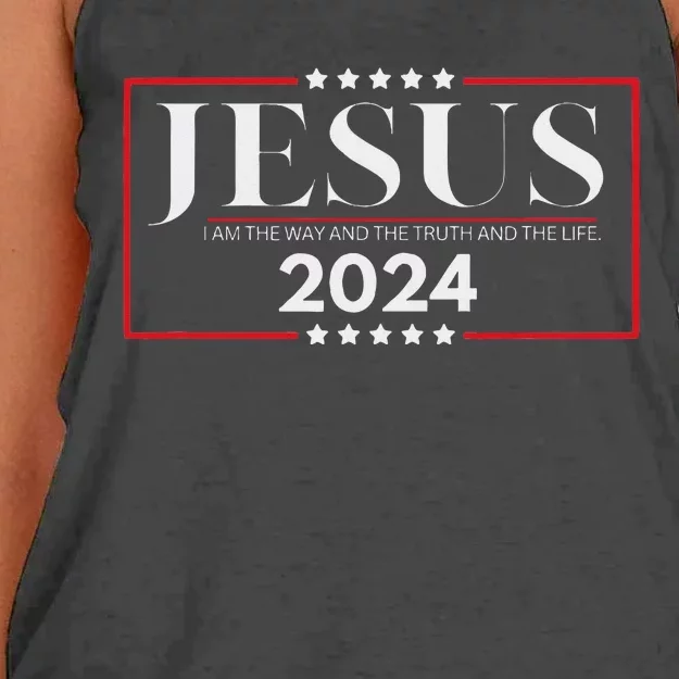 Jesus 2024 The Way Truth Life Women's Knotted Racerback Tank