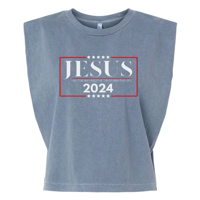 Jesus 2024 The Way Truth Life Garment-Dyed Women's Muscle Tee