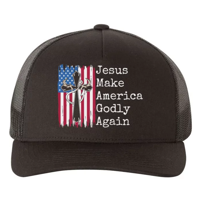 Jesus 2024 Vote Make America Godly Again Pray Again Yupoong Adult 5-Panel Trucker Hat