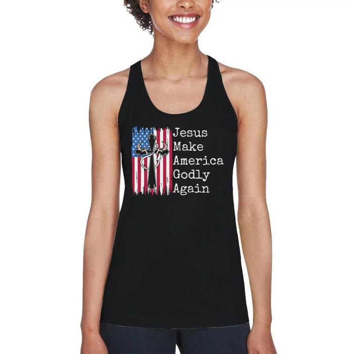 Jesus 2024 Vote Make America Godly Again Pray Again Women's Racerback Tank