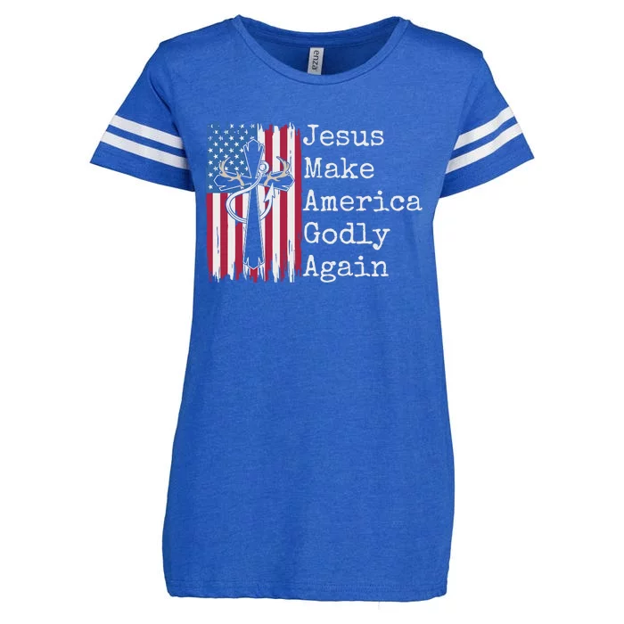 Jesus 2024 Vote Make America Godly Again Pray Again Enza Ladies Jersey Football T-Shirt