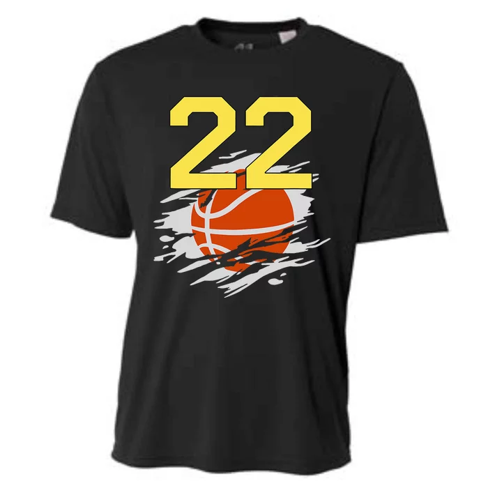 Jersey 22 Yellow Golden Basketball Team Number 22 Cooling Performance Crew T-Shirt