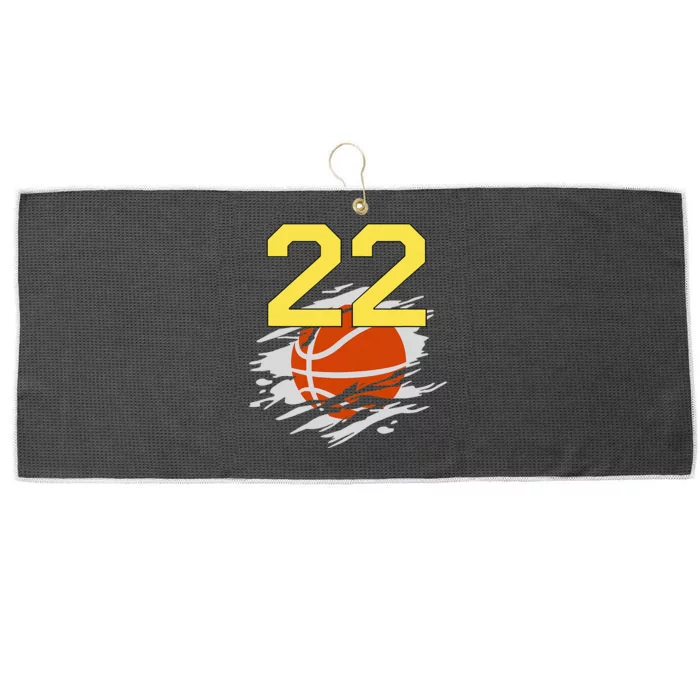 Jersey 22 Yellow Golden Basketball Team Number 22 Large Microfiber Waffle Golf Towel