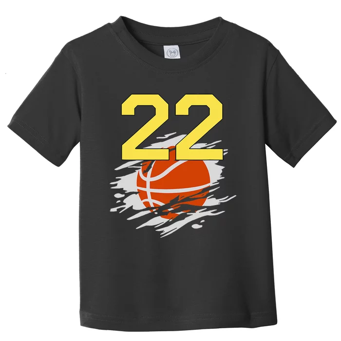 Jersey 22 Yellow Golden Basketball Team Number 22 Toddler T-Shirt