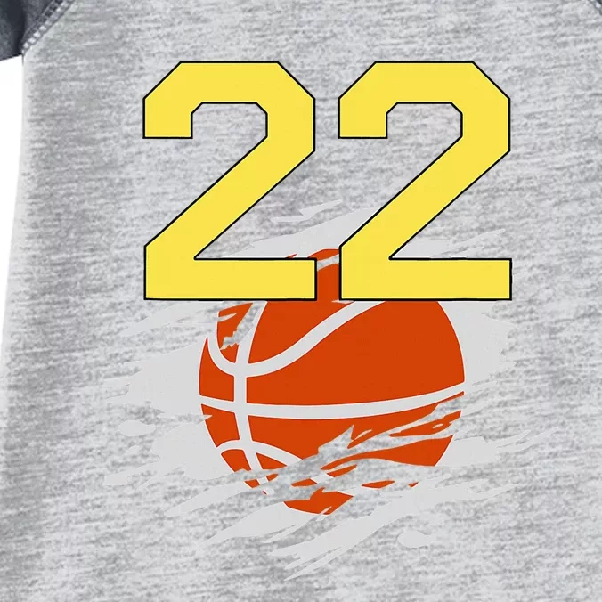 Jersey 22 Yellow Golden Basketball Team Number 22 Infant Baby Jersey Bodysuit