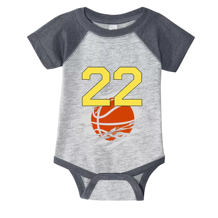 Jersey 22 Yellow Golden Basketball Team Number 22 Infant Baby Jersey Bodysuit