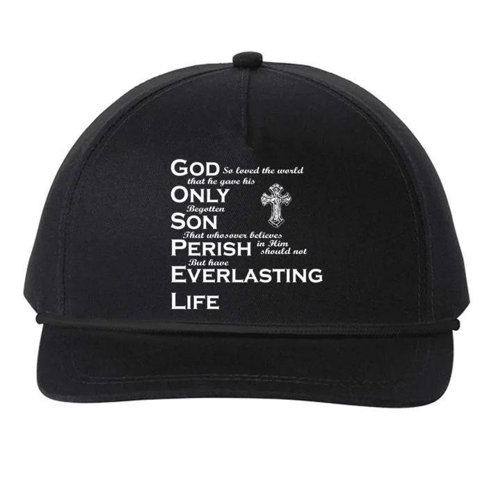 John 3 16 God Only Son Believe Not Perish Life Christian Snapback Five-Panel Rope Hat