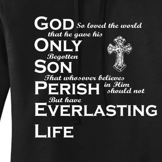 John 3 16 God Only Son Believe Not Perish Life Christian Women's Pullover Hoodie