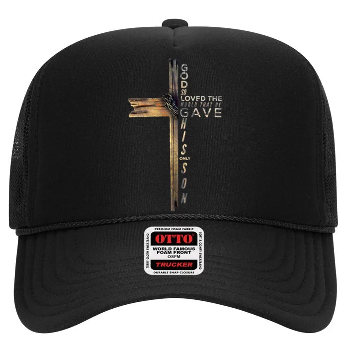 John 316 Christian Cross Bible High Crown Mesh Trucker Hat