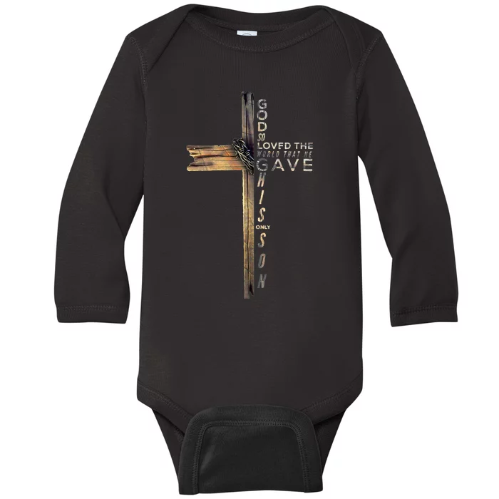 John 316 Christian Cross Bible Baby Long Sleeve Bodysuit