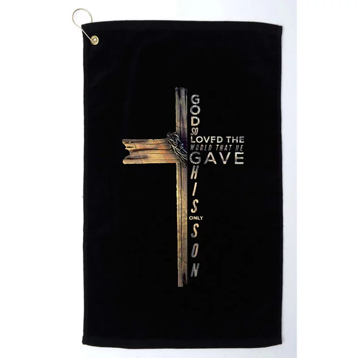 John 316 Christian Cross Bible Platinum Collection Golf Towel