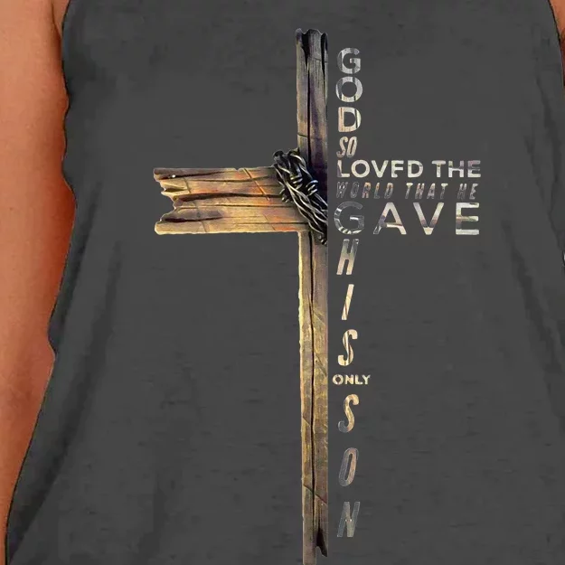 John 316 Christian Cross Bible Women's Knotted Racerback Tank