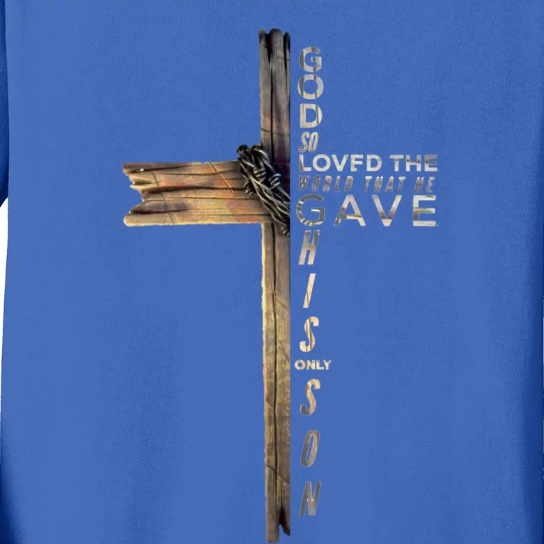 John 3:16 Christian Cross Bible Gift Kids Long Sleeve Shirt