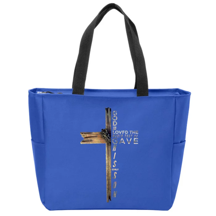 John 3:16 Christian Cross Bible Gift Zip Tote Bag