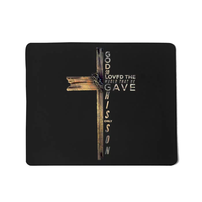 John 3:16 Christian Cross Bible Mousepad