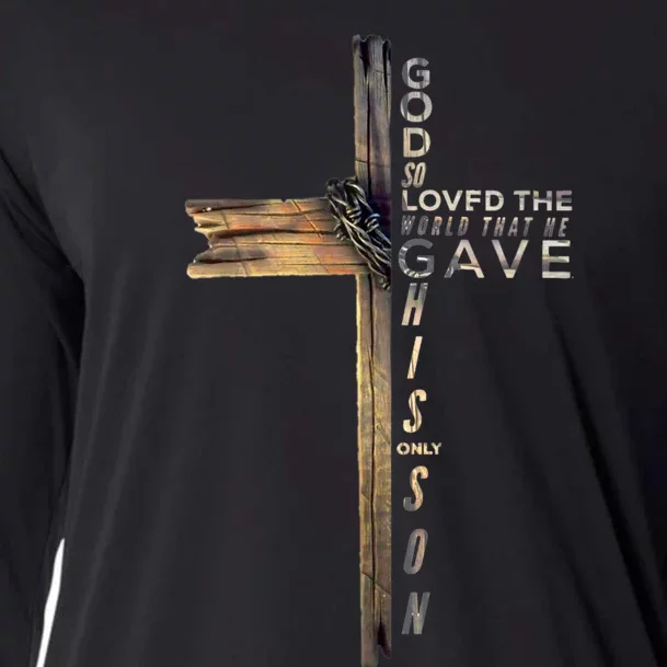 John 3:16 Christian Cross Bible Cooling Performance Long Sleeve Crew