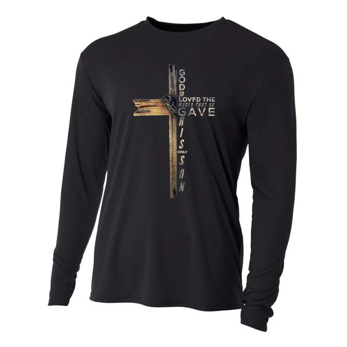 John 3:16 Christian Cross Bible Cooling Performance Long Sleeve Crew