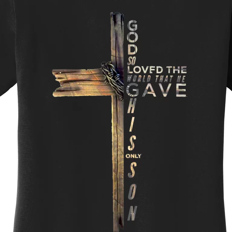 John 3:16 Christian Cross Bible Women's T-Shirt