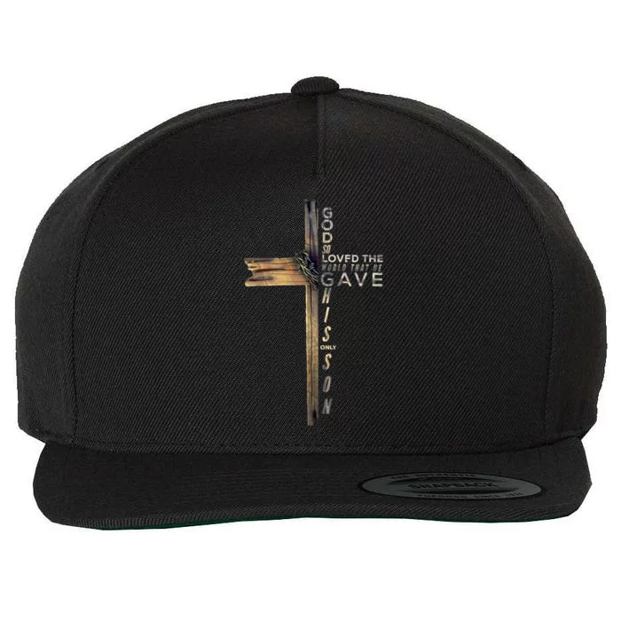 John 3:16 Christian Cross Bible Wool Snapback Cap