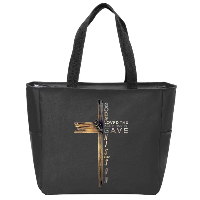 John 3:16 Christian Cross Bible Zip Tote Bag