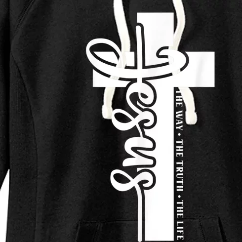 John 3:16 Christian Cross Bible Quote Women's Fleece Hoodie