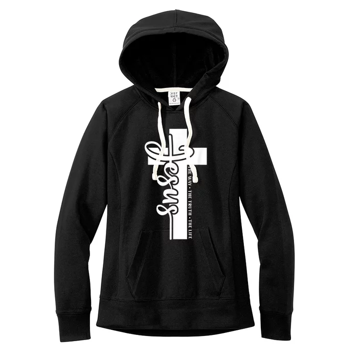 John 3:16 Christian Cross Bible Quote Women's Fleece Hoodie