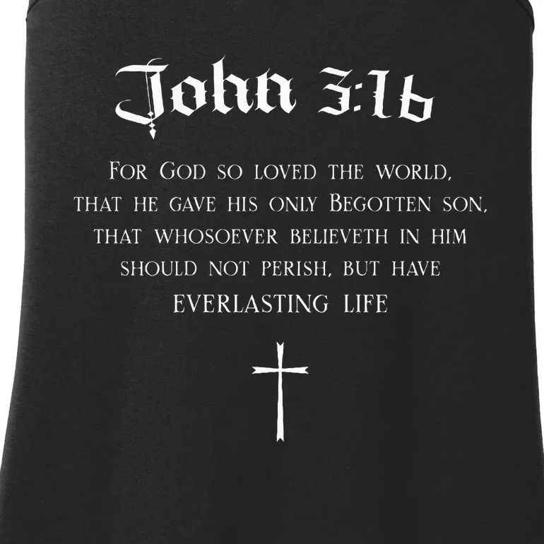 John 316 Christian Bible Verse Wwjd Religious Back Design Ladies Essential Tank