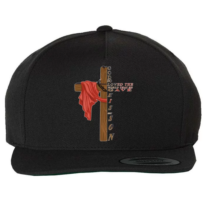 John 3:16 Christian Cross Bible Wool Snapback Cap