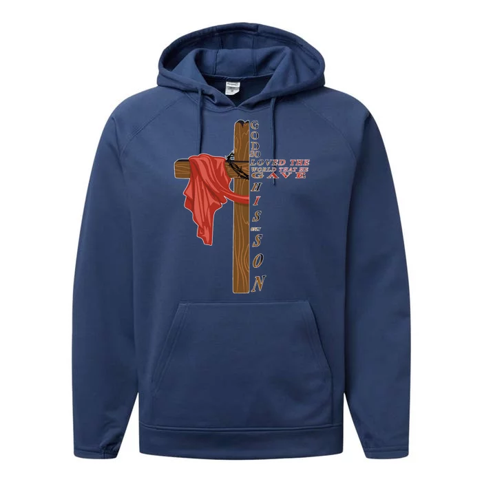 John 3:16 Christian Cross Bible Performance Fleece Hoodie