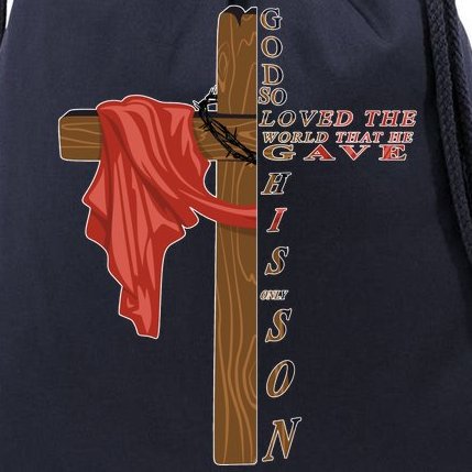 John 3:16 Christian Cross Bible Drawstring Bag