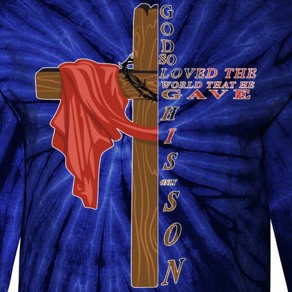 John 3:16 Christian Cross Bible Tie-Dye Long Sleeve Shirt