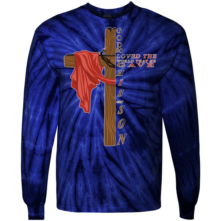 John 3:16 Christian Cross Bible Tie-Dye Long Sleeve Shirt