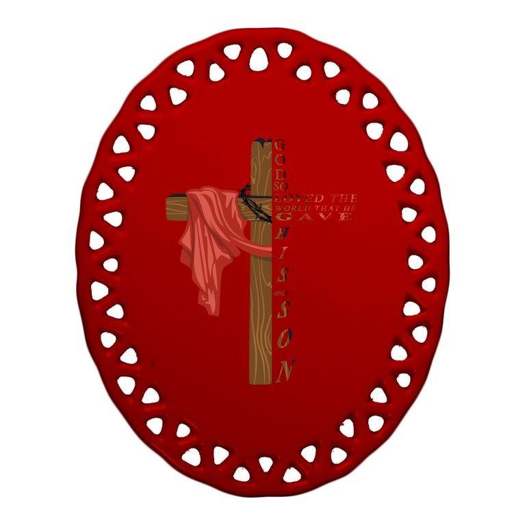 John 3:16 Christian Cross Bible Oval Ornament